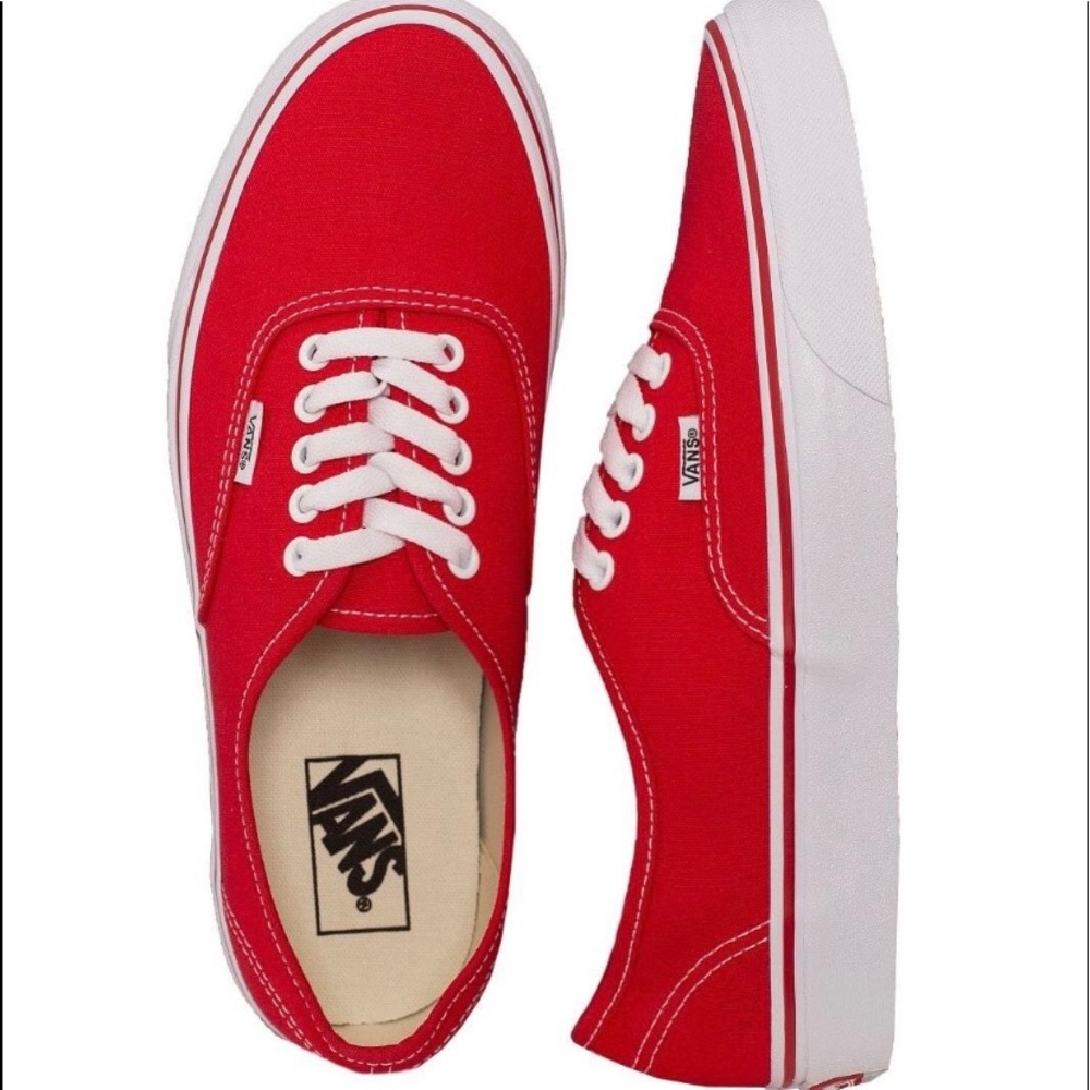 Red Authentic Vans Sz 10.5 women Sz 9 mens